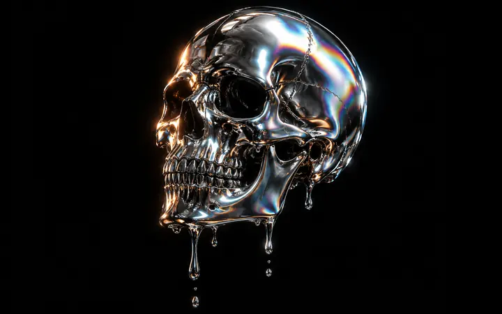 Chrome: Liquid metal, still dripping.