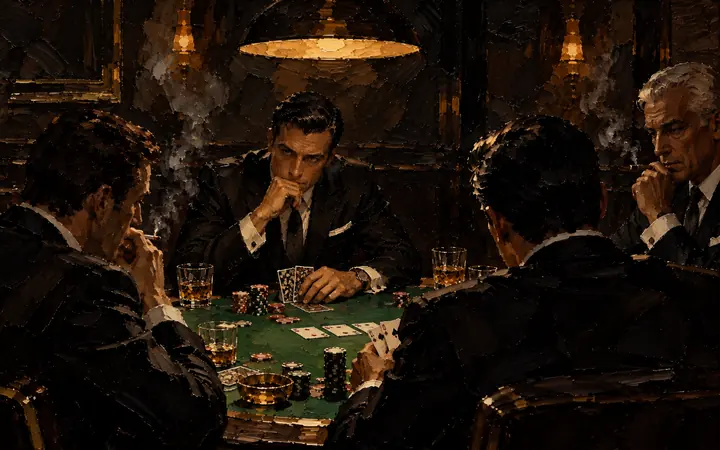 High Stakes: Four men, one lamp, no bluffing.